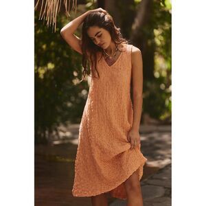Free People Free Est Aida Maxi Dress A Line Crinkle Knit Sleeveless L New 284435